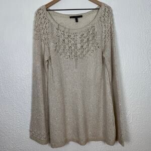 White House Black Market WHBM Sequin Fringe Sweater NWT Size XL